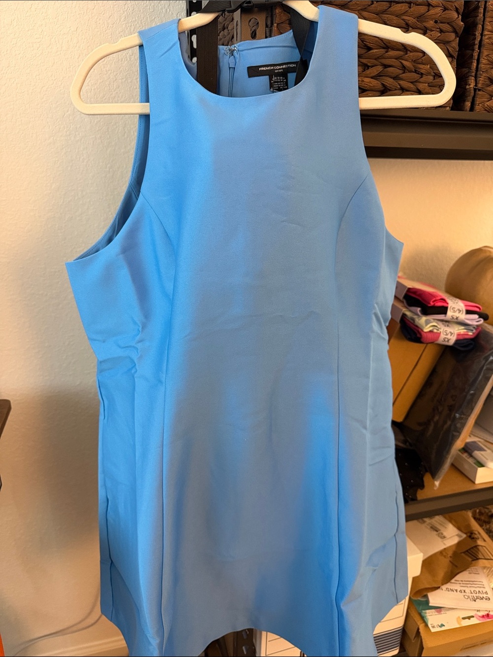 French Connection Sky Blue Sleeveless Shift Dress
